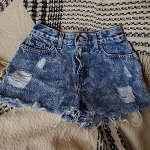 Levi's Denim High Waisted Shorts Acid Wash